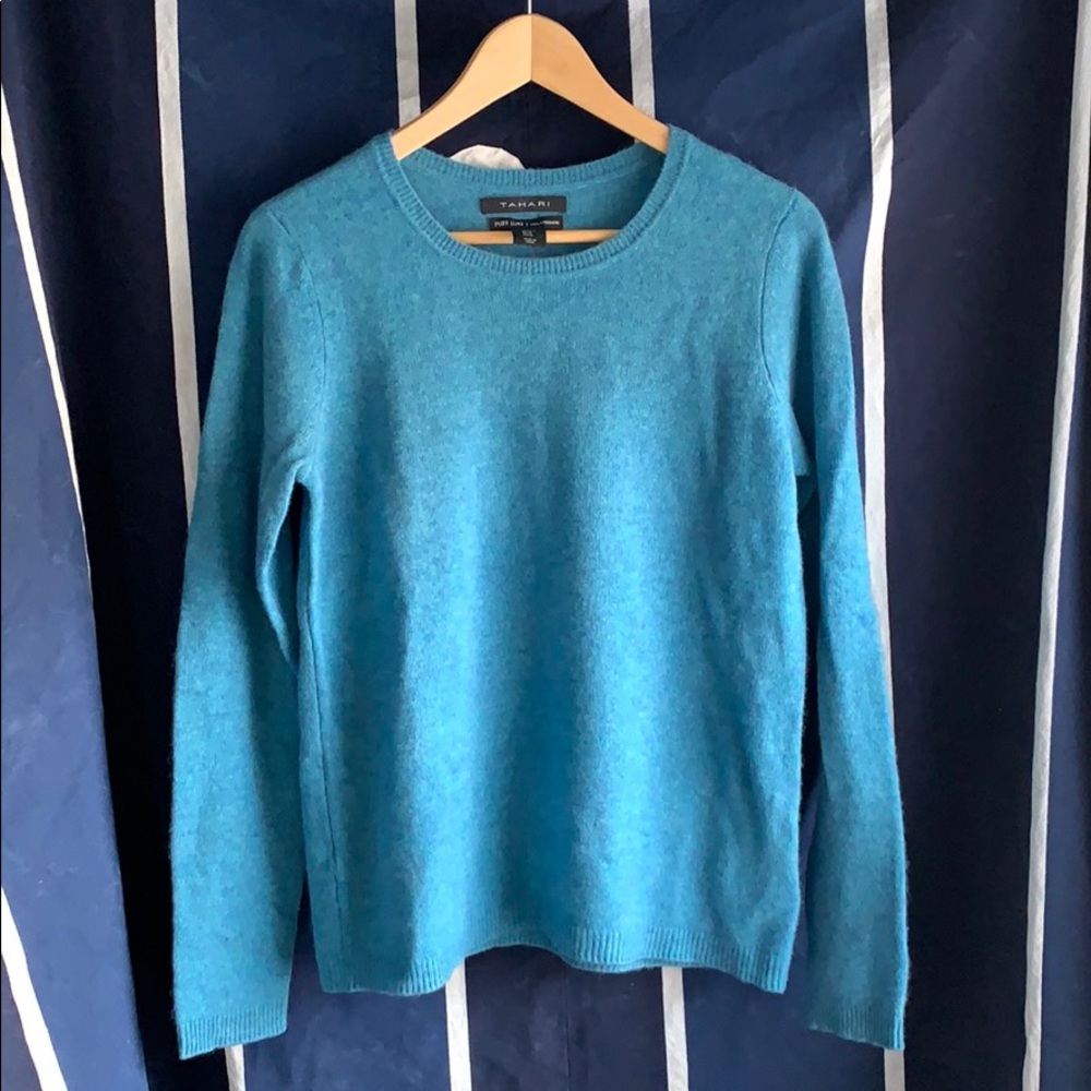 Turquoise Cashmere Tahari Crewneck Sweater